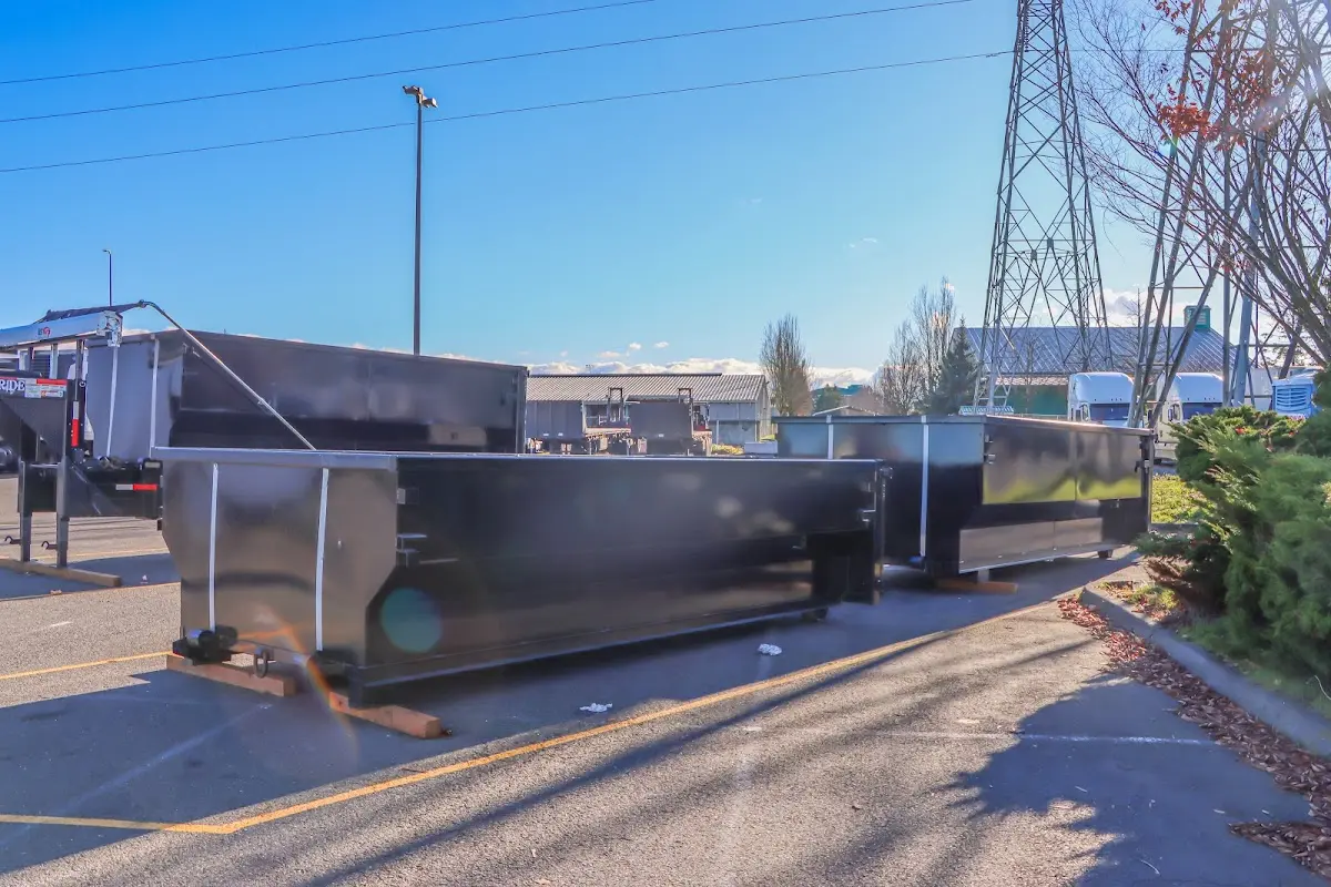 Roll-off dumpster ready for waste disposal at job site for Commercial Dumpster Rental in North Kansas City